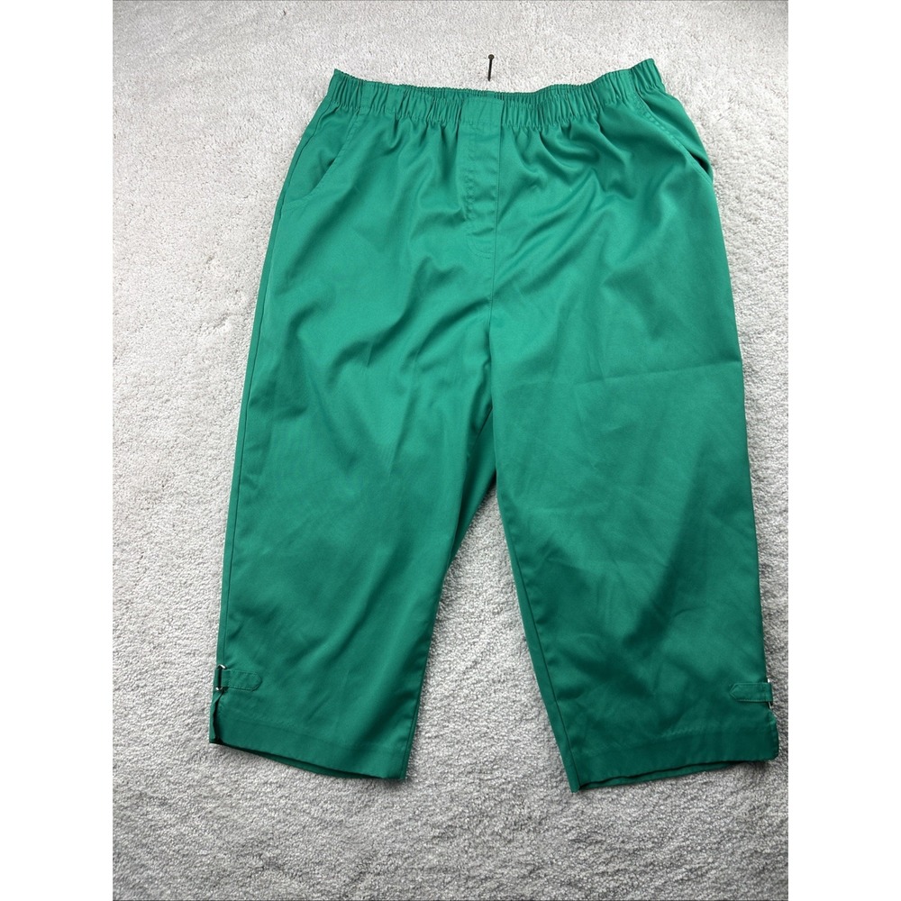 Allison Daley‎ Green Elastic Waist Pull On Capri Pants Size 30-34 Waist Boho Y2K